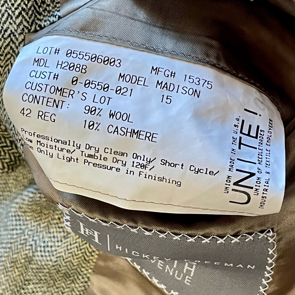 NWT Hickey Freeman Madison Blazer Green Wool and Cashmere Blend Sport Coat 42 - Picture 9 of 15